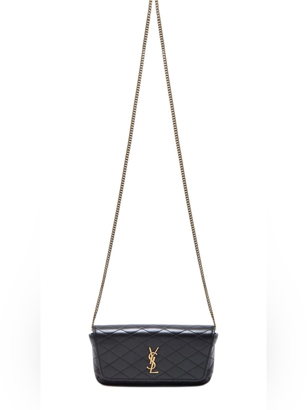 Yves Saint Laurent Black Quilted Leather Chain Wallet